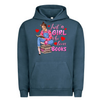 Pigment Midnight Navy just a girl who loves books Urban Hoodie - texasbilliewilder