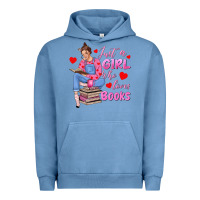 Pigment Pebble Blue just a girl who loves books Urban Hoodie - texasbilliewilder