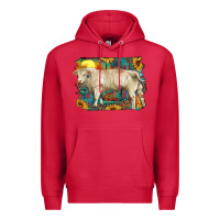 Cardinal western charolais bull and aztec sunflower background Premium Hoodie - RanaPortraitStore