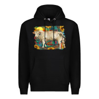 Black western charolais bull and aztec sunflower background Premium Hoodie - RanaPortraitStore
