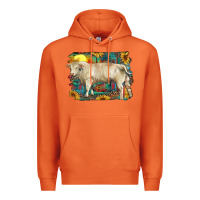 Carrot western charolais bull and aztec sunflower background Premium Hoodie - RanaPortraitStore