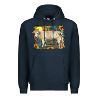 Navy western charolais bull and aztec sunflower background Premium Hoodie - RanaPortraitStore