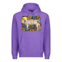 Purple western charolais bull and aztec sunflower background Premium Hoodie - RanaPortraitStore