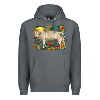 Rock western charolais bull and aztec sunflower background Premium Hoodie - RanaPortraitStore