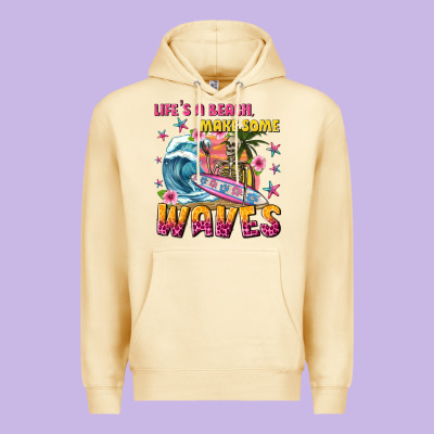 Lifes A Beach Make Some Waves Premium Hoodie Designed By Texasbilliewilder