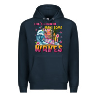 Navy lifes a beach make some waves Premium Hoodie - texasbilliewilder
