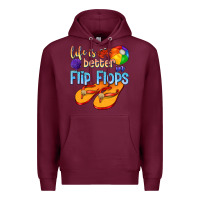 Burgundy life is better in flip flops Premium Hoodie - texasbilliewilder