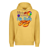 Antique Gold life is better in flip flops Premium Hoodie - texasbilliewilder
