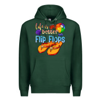 Sports Green life is better in flip flops Premium Hoodie - texasbilliewilder