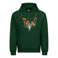 Forest Green boho deer skull sunflowers and gemstone Urban Hoodie - RanaPortraitStore