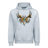 Heather Grey boho deer skull sunflowers and gemstone Urban Hoodie - RanaPortraitStore