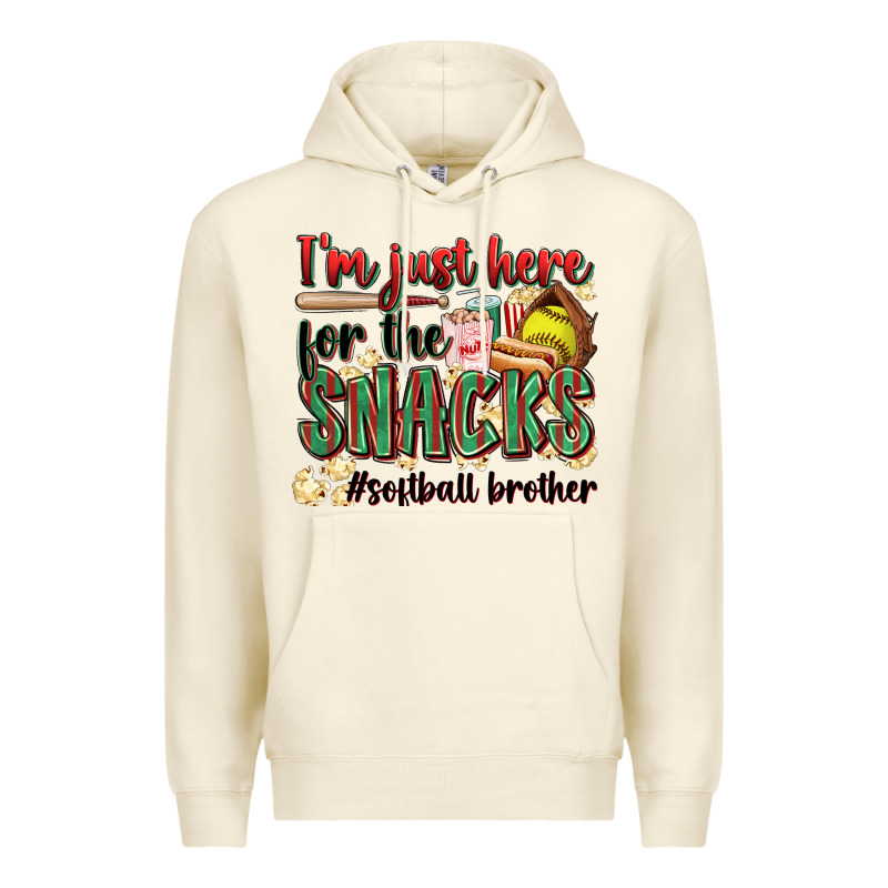 I'm Just Here For The Snacks #softball Brother Premium Hoodie by Zillion Design Studio | Teevron