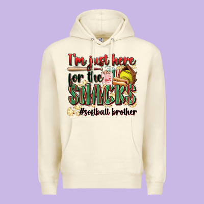I'm Just Here For The Snacks #softball Brother Premium Hoodie Designed By Zillion Design Studio
