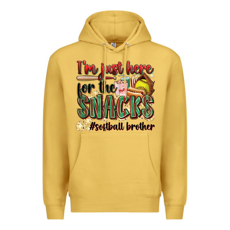 I'm Just Here For The Snacks #softball Brother Premium Hoodie by Zillion Design Studio | Teevron