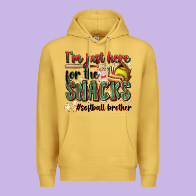 I'm Just Here For The Snacks #softball Brother Premium Hoodie Designed By Zillion Design Studio