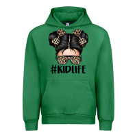 Emerald kid life leopard messy bun Urban Hoodie - texasbilliewilder