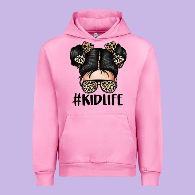 Kid Life Leopard Messy Bun Urban Hoodie Designed By Texasbilliewilder