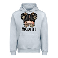 Heather Grey kid life leopard messy bun Urban Hoodie - texasbilliewilder