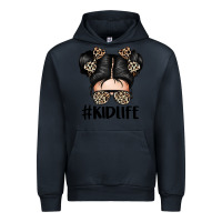 Navy kid life leopard messy bun Urban Hoodie - texasbilliewilder