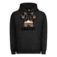 Pigment Black kid life leopard messy bun Urban Hoodie - texasbilliewilder
