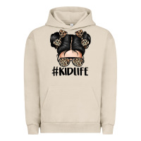 Pigment French Oak kid life leopard messy bun Urban Hoodie - texasbilliewilder