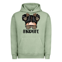 Pigment Oil Green kid life leopard messy bun Urban Hoodie - texasbilliewilder