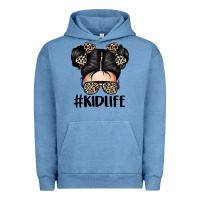 Pigment Pebble Blue kid life leopard messy bun Urban Hoodie - texasbilliewilder