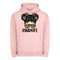 Pigment Salmon kid life leopard messy bun Urban Hoodie - texasbilliewilder