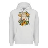Dove Grey charolais cattle with sunflowers Premium Hoodie - RanaPortraitStore