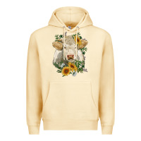 Pina Colada charolais cattle with sunflowers Premium Hoodie - RanaPortraitStore