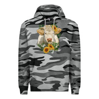 Slate Camo charolais cattle with sunflowers Premium Hoodie - RanaPortraitStore