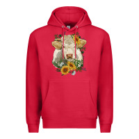 Cardinal charolais cattle with sunflowers Premium Hoodie - RanaPortraitStore
