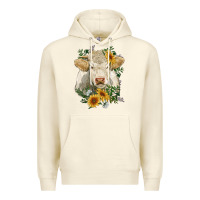 Sandshell charolais cattle with sunflowers Premium Hoodie - RanaPortraitStore
