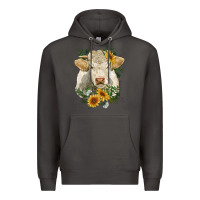 Smoke charolais cattle with sunflowers Premium Hoodie - RanaPortraitStore