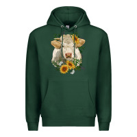 Sports Green charolais cattle with sunflowers Premium Hoodie - RanaPortraitStore