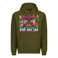 Army Green life is better at the beach Premium Hoodie - texasbilliewilder