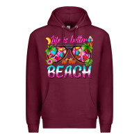 Burgundy life is better at the beach Premium Hoodie - texasbilliewilder