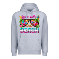 Heather Grey life is better at the beach Premium Hoodie - texasbilliewilder