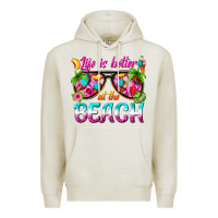 Oatmeal Heather life is better at the beach Premium Hoodie - texasbilliewilder