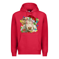 Cardinal charolais cattle cow with christmas lights and hat Premium Hoodie - RanaPortraitStore