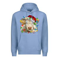 Colony Blue charolais cattle cow with christmas lights and hat Premium Hoodie - RanaPortraitStore