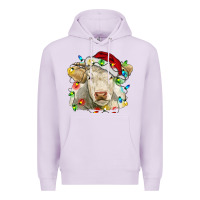 Lilac charolais cattle cow with christmas lights and hat Premium Hoodie - RanaPortraitStore