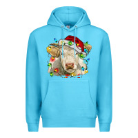 Ocean Blue charolais cattle cow with christmas lights and hat Premium Hoodie - RanaPortraitStore