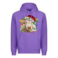 Purple charolais cattle cow with christmas lights and hat Premium Hoodie - RanaPortraitStore