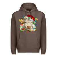 Coffee charolais cattle cow with christmas lights and hat Premium Hoodie - RanaPortraitStore