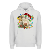 Dove Grey charolais cattle cow with christmas lights and hat Premium Hoodie - RanaPortraitStore