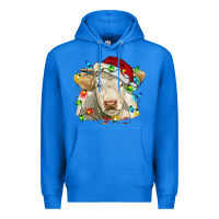 True Royal charolais cattle cow with christmas lights and hat Premium Hoodie - RanaPortraitStore