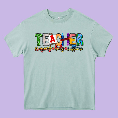 Teacher Cryons Kids Caffeine Heavy Core Tee Designed By Cowhidedigitalart