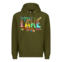 Army Green living on lake time Premium Hoodie - texasbilliewilder