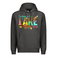 Charcoal Heather living on lake time Premium Hoodie - texasbilliewilder